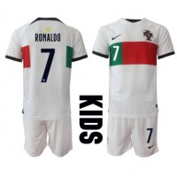 Echipament fotbal Portugalia Cristiano Ronaldo #7 Tricou Deplasare Mondial 2022 pentru copii maneca scurta (+ Pantaloni scurti)